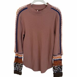 Free People Thermal Taupe Switch It Up Boho crochet Size L